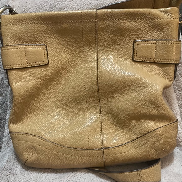Coach Tan Pebble Leather Buckle Shoulder Bag - Picture 8 of 12